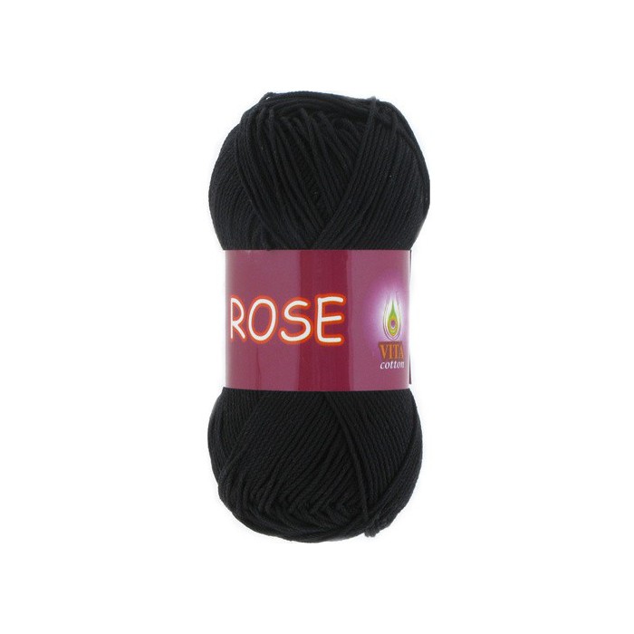 Пряжа Vita-cotton "Rose" 3902 Чёрный 100% хлопок двойной мерсеризации 150м 50 гр